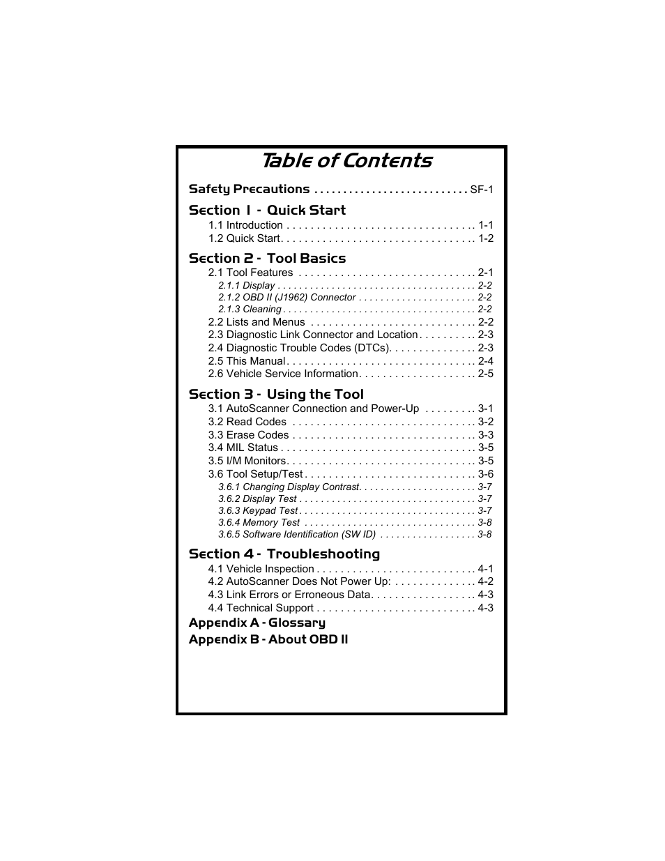 Actron CP9135 OBD II AutoScanner User Manual | Page 3 / 120 | Original