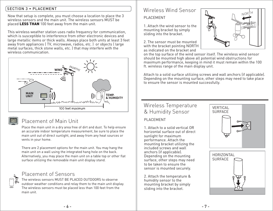 00825 - inst08.pg4.pdf, Placement of main unit, Placement of sensors