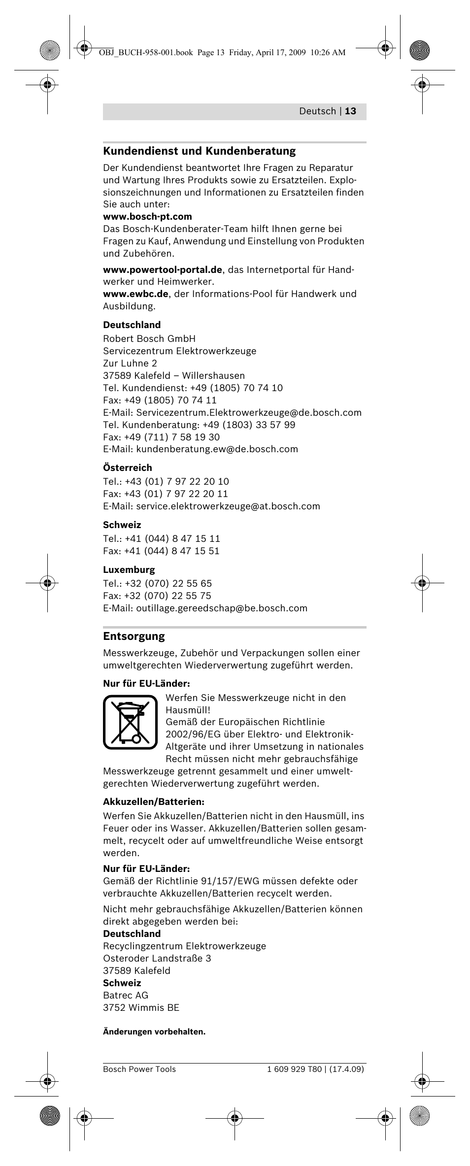 Bosch Gam 2 Mf Professional User Manual Page 13 246 Original Mode