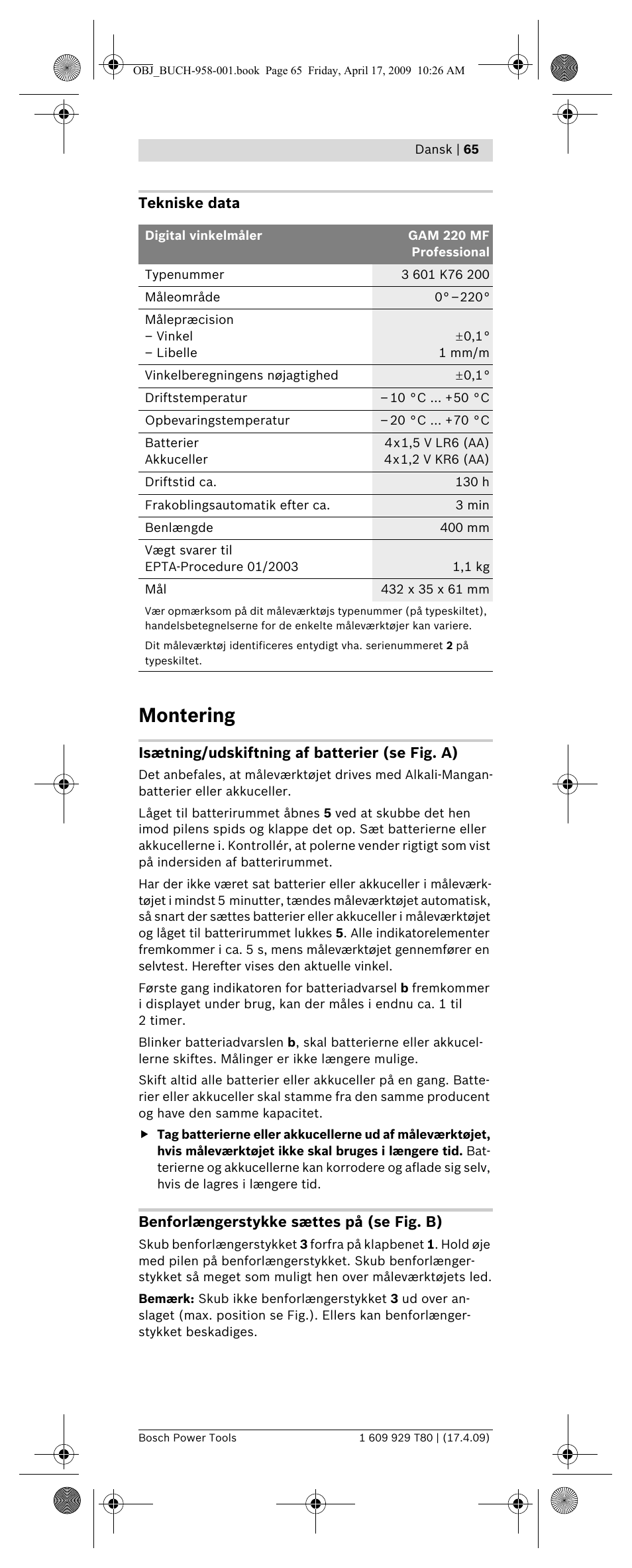 Montering Bosch Gam 2 Mf Professional User Manual Page 65 246 Original Mode
