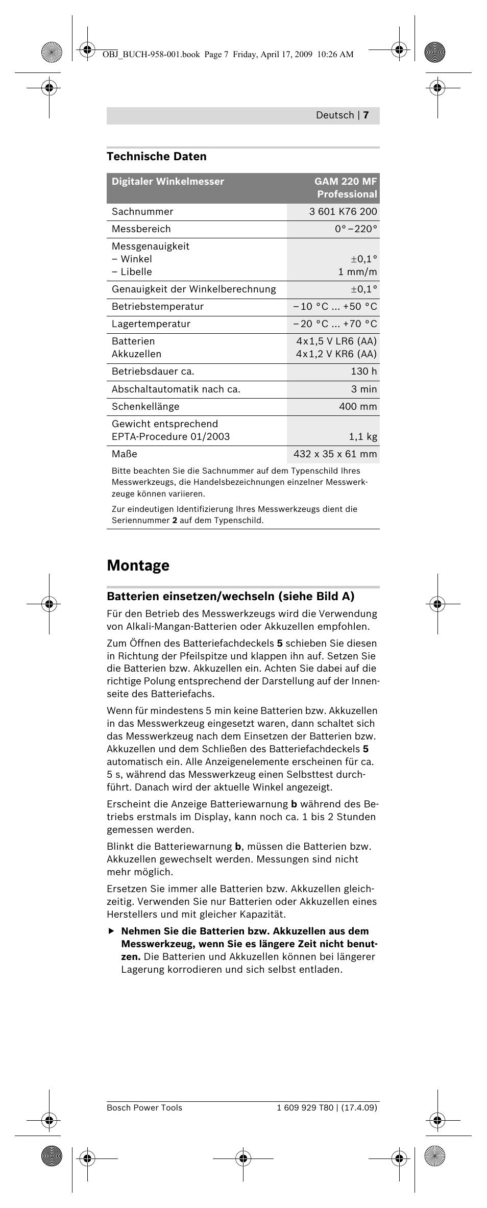 Montage Bosch Gam 2 Mf Professional User Manual Page 7 246 Original Mode