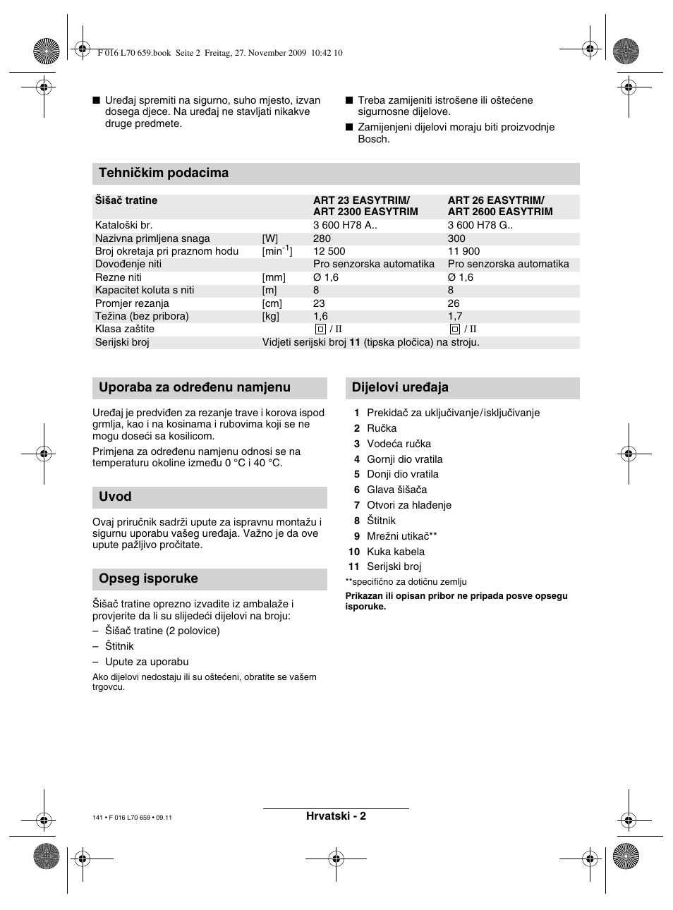 Tehniakim Podacima Bosch Art 23 Easytrim User Manual Page 141