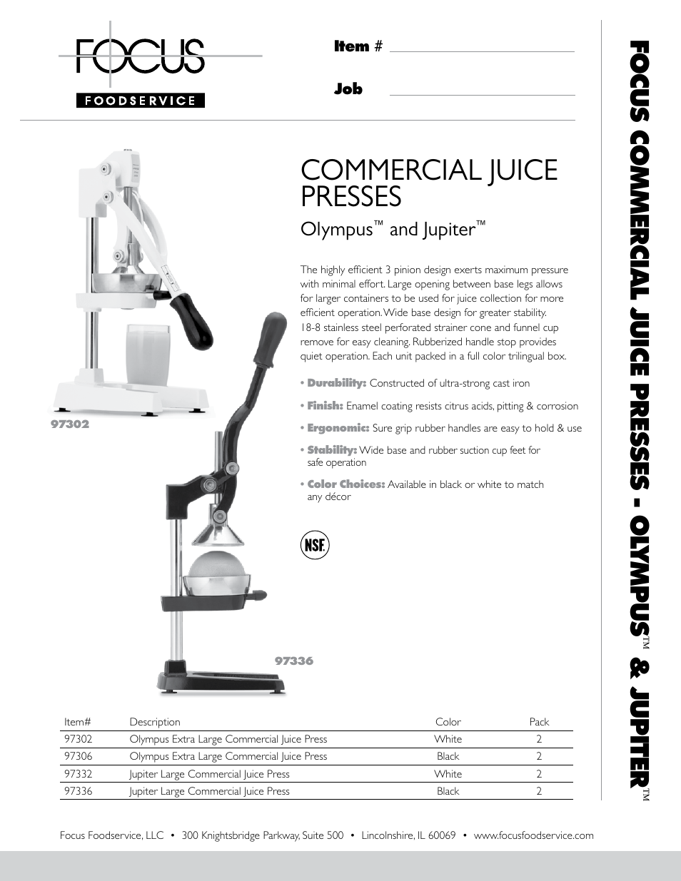 Black 97336 Focuse Foodservice Jupiter Large Commercial Juice Press 