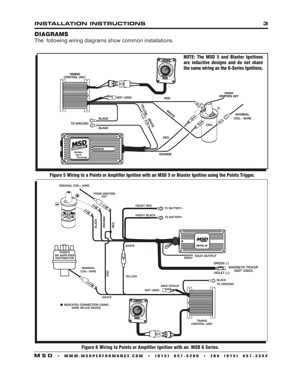 Diagrams, Installation instructions 3 m s d | MSD 8680 Adjustable Timing  Control Installation User Manual | Page 3 / 8 Free MSD Wiring Diagrams Manuals Directory