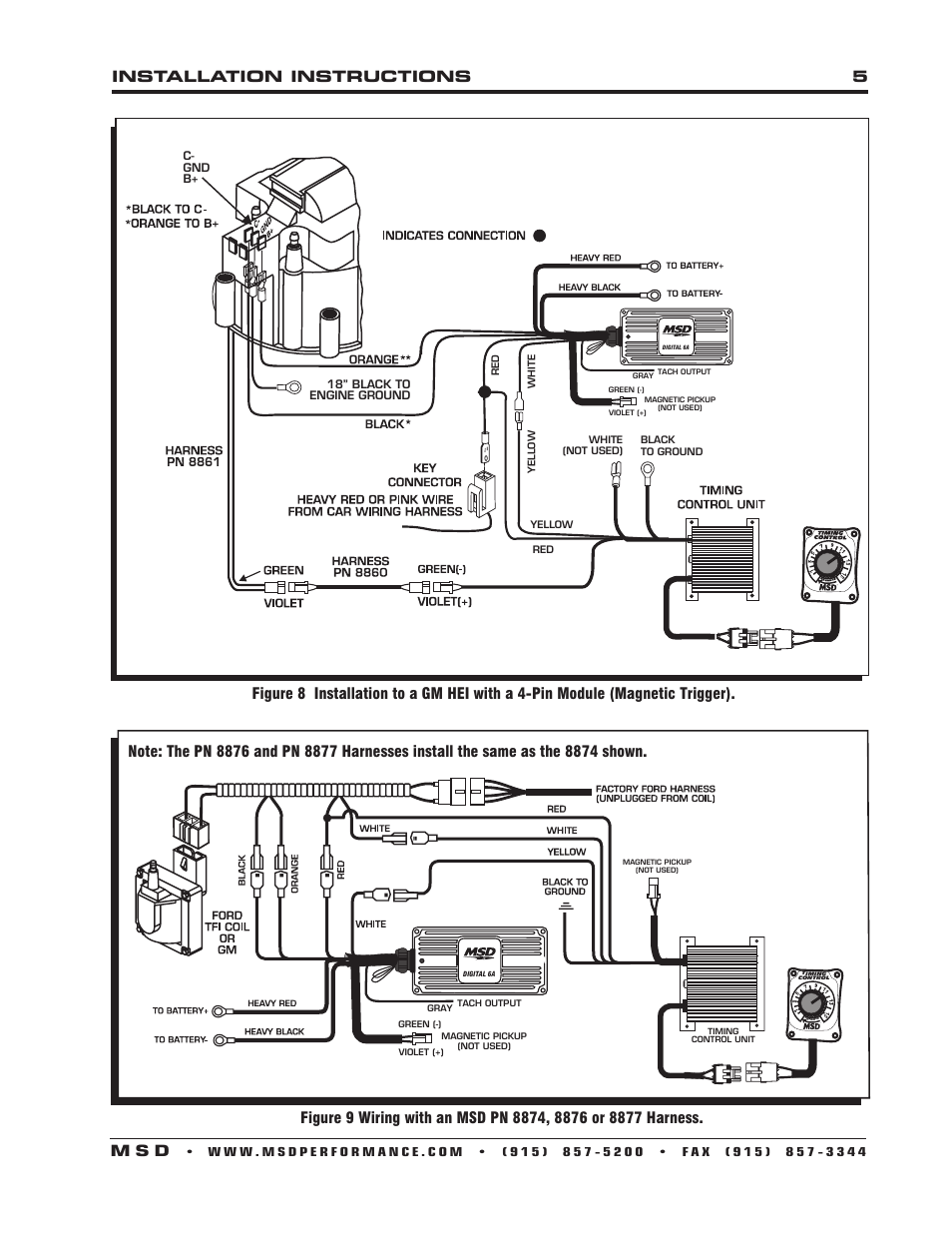 Installation instructions 5 m s d | MSD 8680 Adjustable Timing Control Installation User Manual | Page 5 / 8 Wiring Diagram for MSD Manuals Directory