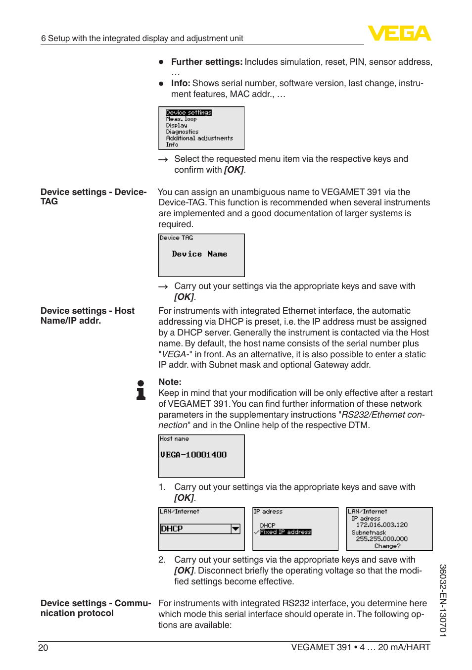 VEGA VEGAMET 391 4 … 20 mA_HART User Manual | Page 20 / 64