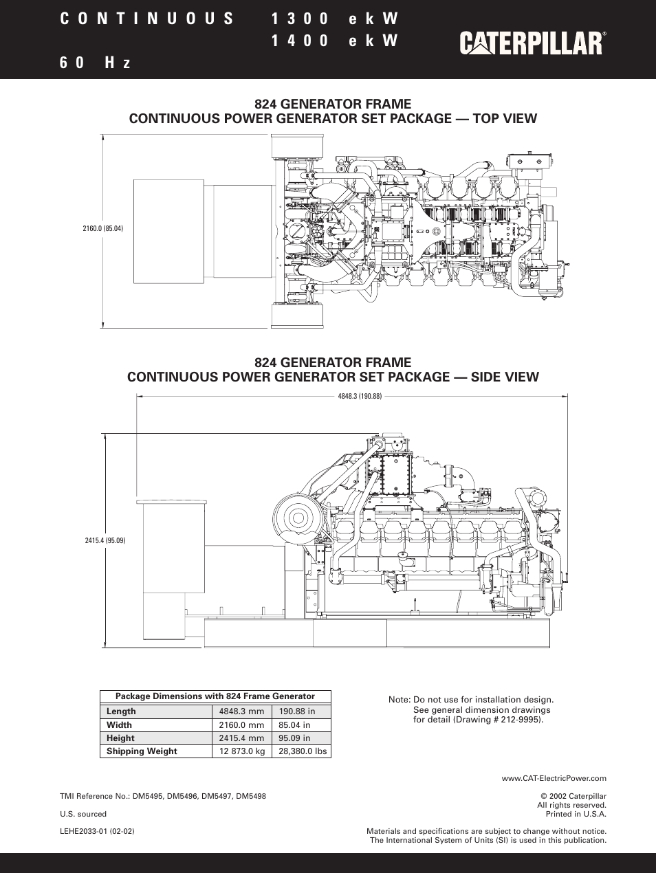 Milton Cat G3516 1800 Rpm 1300 Kw 60 Hz Spec Sheet User Manual Page 6 6 Original Mode