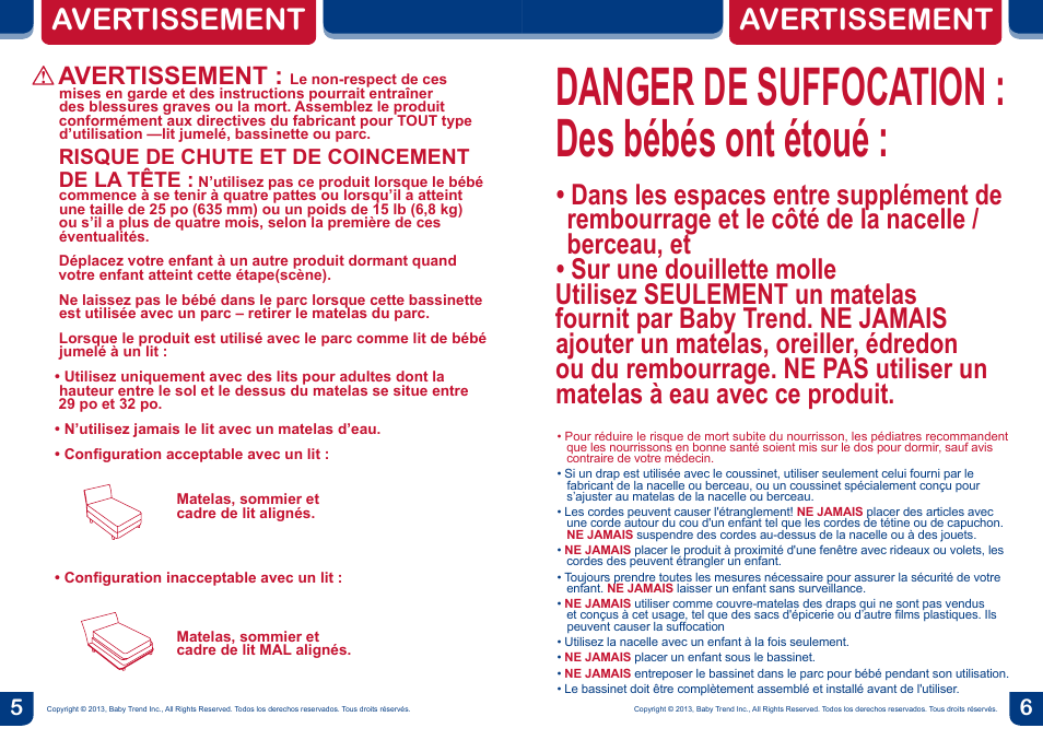 Danger De Suffocation Des Bebes Ont Etoue Warning Avertissement Babytrend Ca Close N Cozy Bassinet User Manual Page 4 18 Original Mode Danger De Suffocation Des Bebes Ont Etoue Warning Avertissement Babytrend Ca Close N Cozy Bassinet User Manual Page 4 18 Original Mode