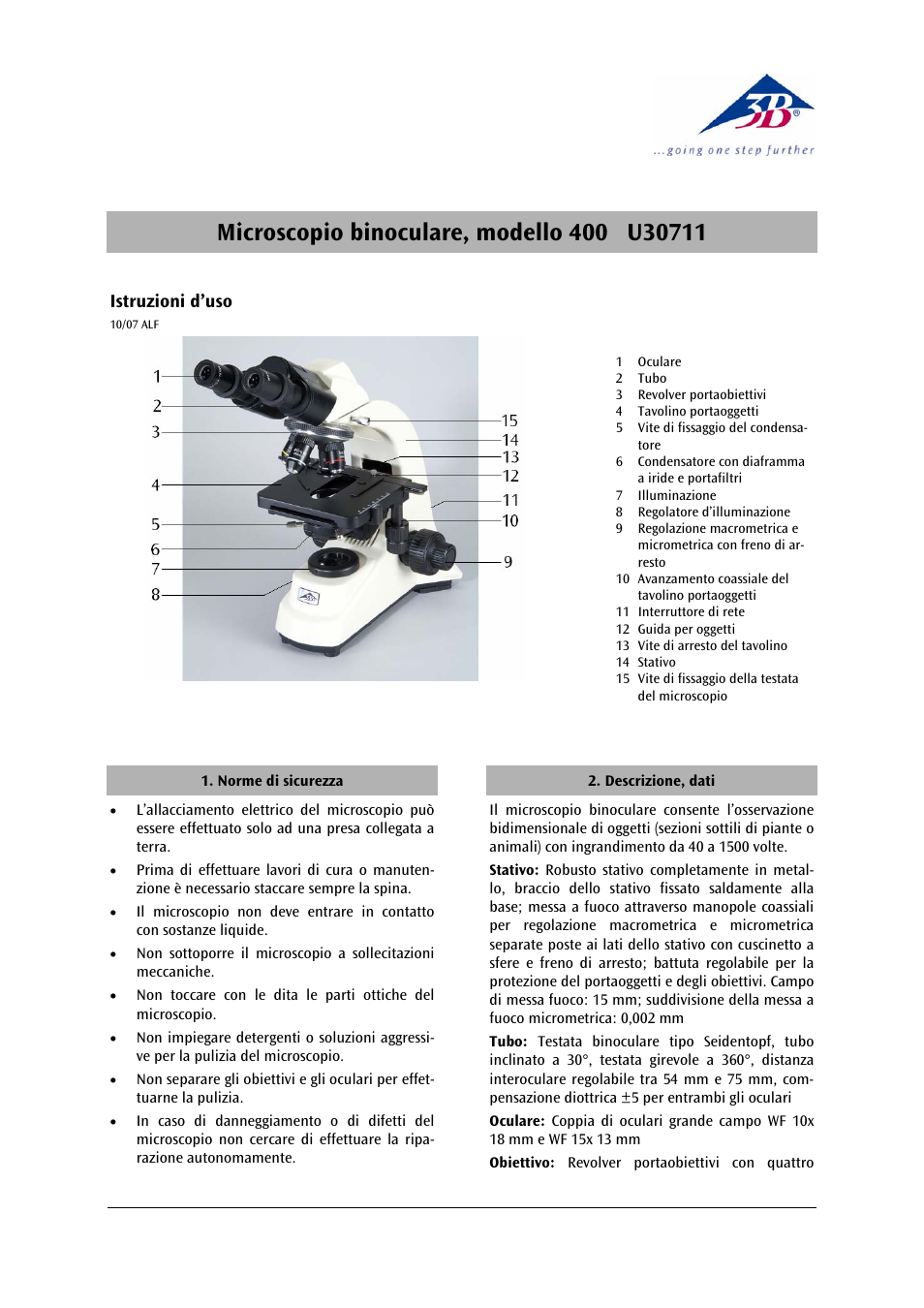 3b Scientific Physics 3B Scientific Binocular Microscope Model 400