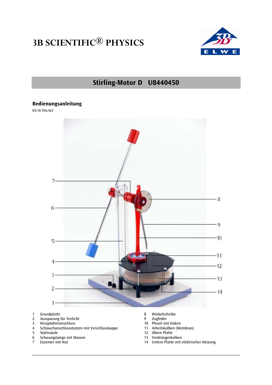 3B Scientific Stirling Engine D User Manual 36 pages Original mode