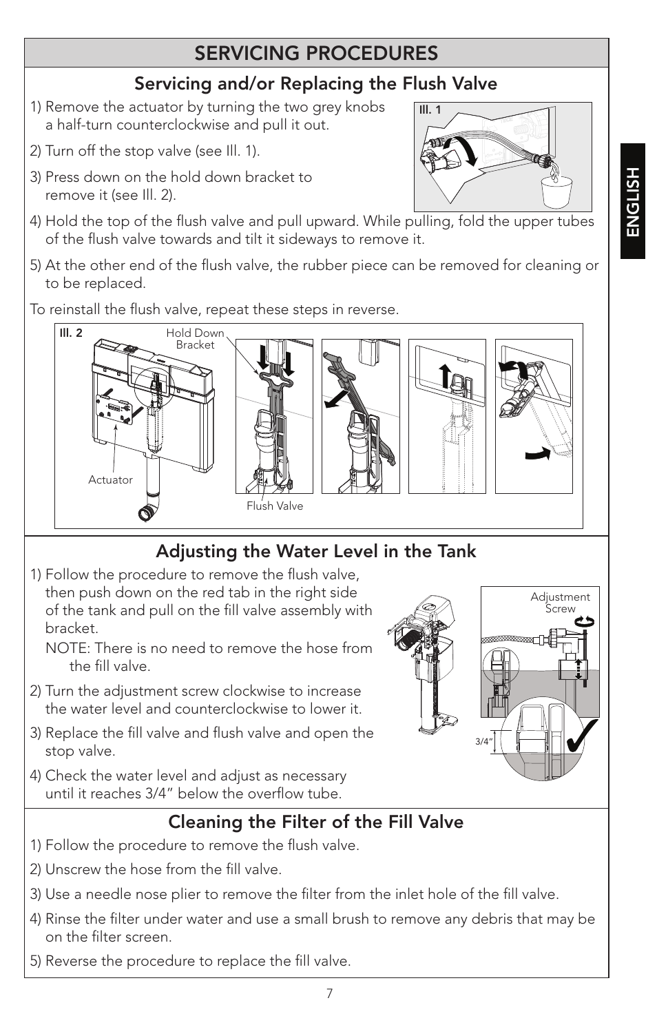 Servicing Procedures Servicing And Or Replacing The Flush Valve Adjusting The Water Level In The Tank Factory Direct Hardware Toto Wt152m 01 In Wall User Manual Page 7 24 Servicing Procedures Servicing And Or Replacing The Flush Valve Adjusting The Water Level In The Tank Factory Direct Hardware Toto Wt152m 01 In Wall User Manual Page 7 24