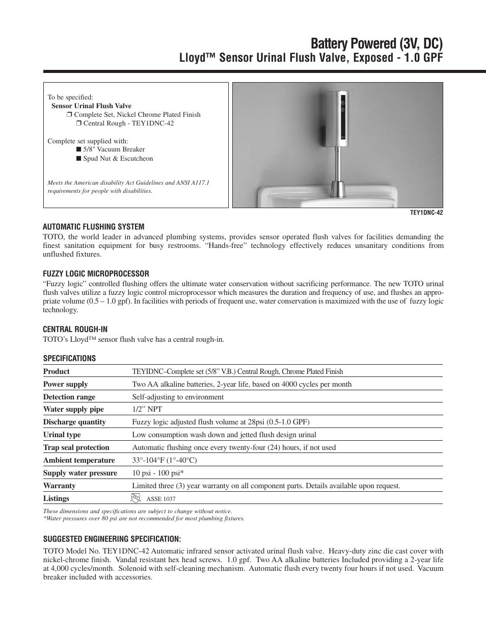 Battery Powered 3v Dc Factory Direct Hardware Toto Ue930 Lloyd User Manual Page 3 4 Battery Powered 3v Dc Factory Direct Hardware Toto Ue930 Lloyd User Manual Page 3 4