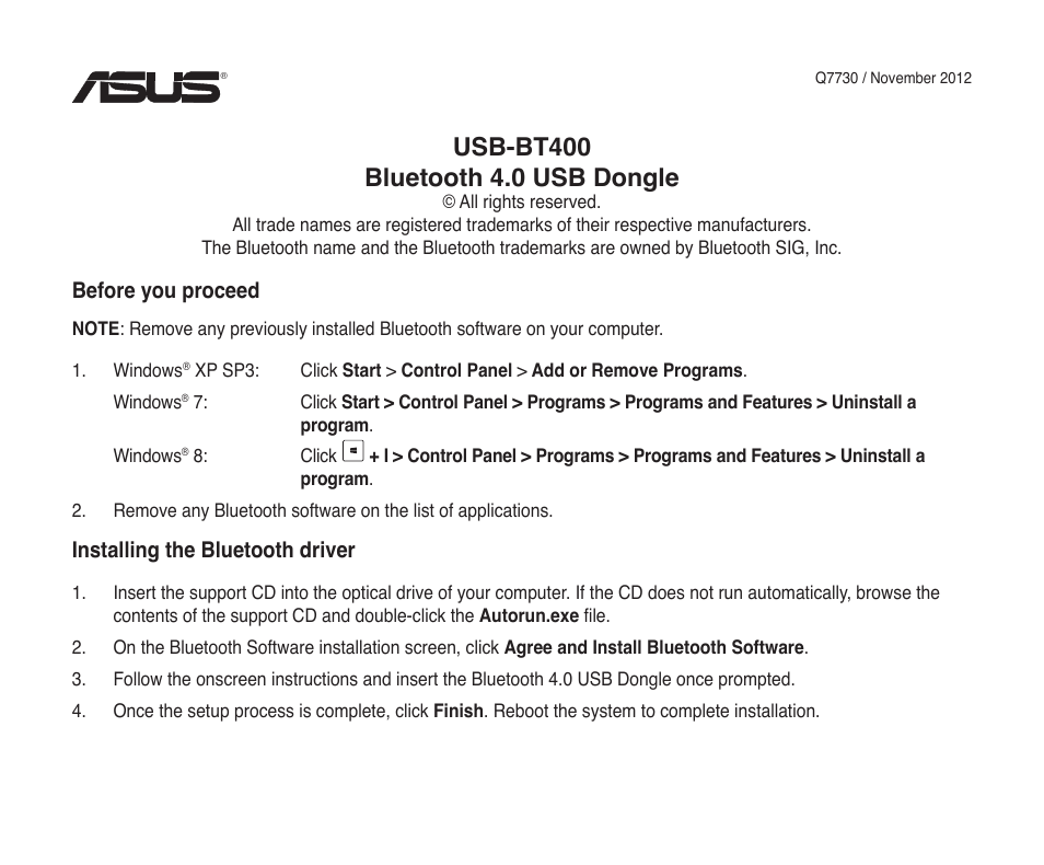 Asus Usb Bt400 User Manual 52 Pages