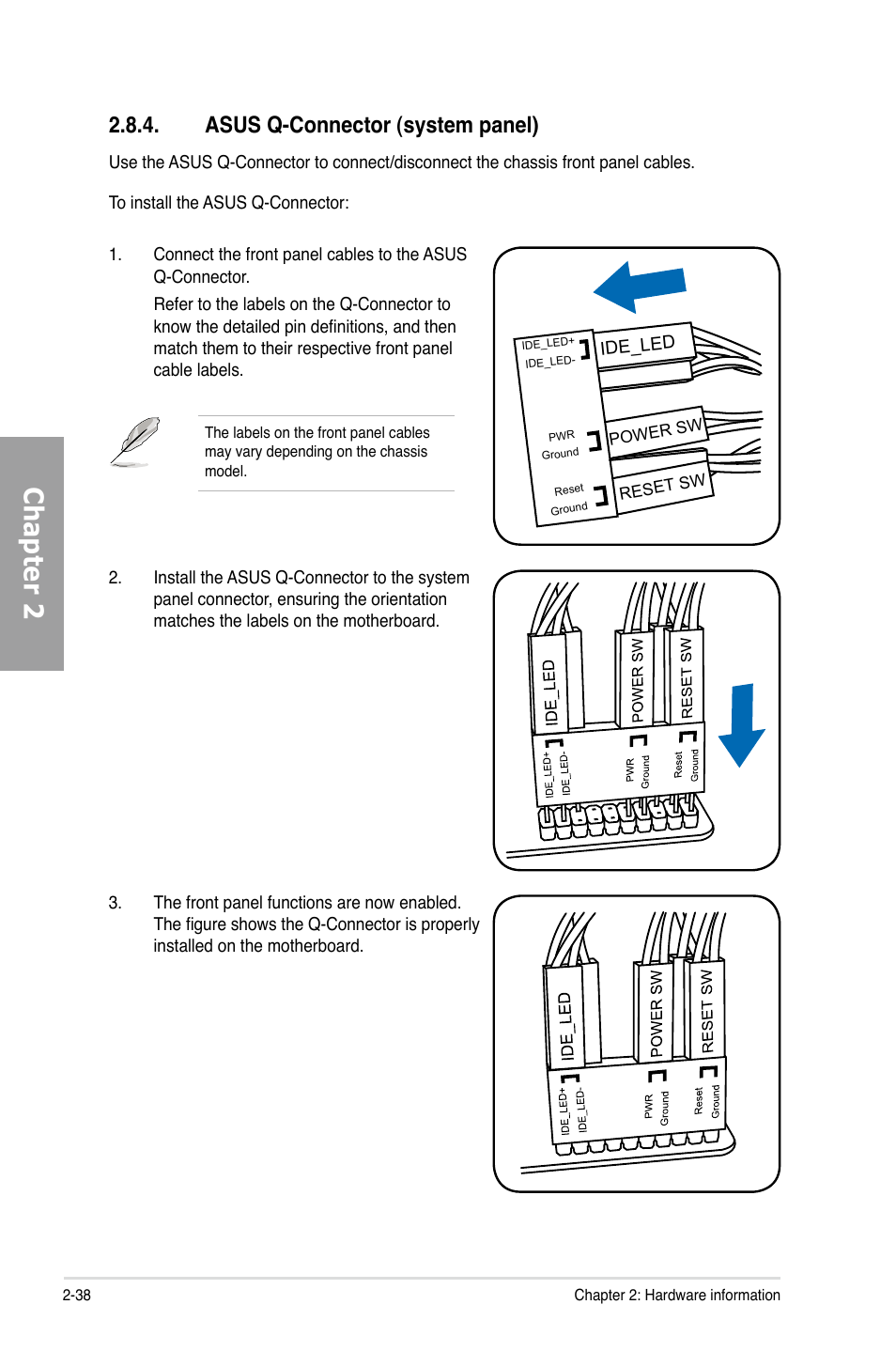 Chapter 2 Asus Q Connector System Panel Asus M4a89gtd Pro Usb3 User Manual Page 56 132 Original Mode