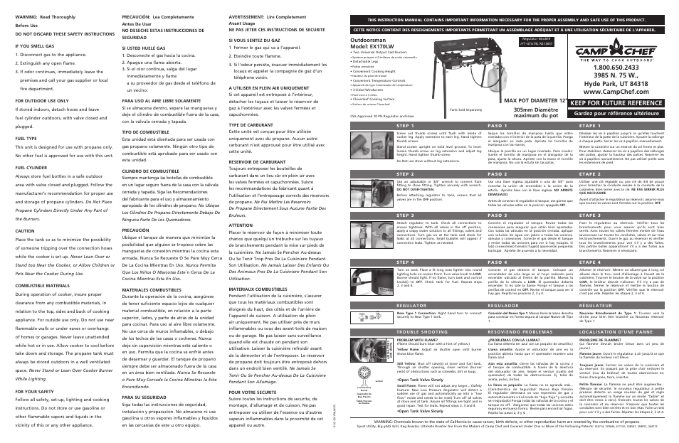 Camp Chef EX170LW User Manual | 2 pages | Original mode