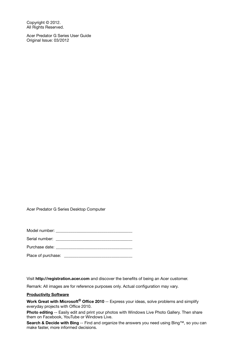 Acer Predator G3620 User Manual | Page 2 / 52 | Original mode