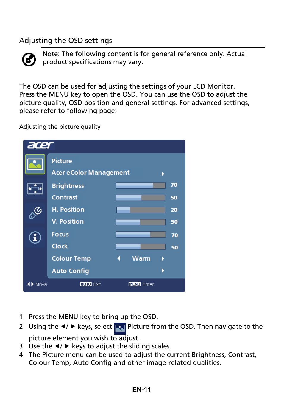 Acer S271HL User Manual | Page 20 / 27 | Original mode