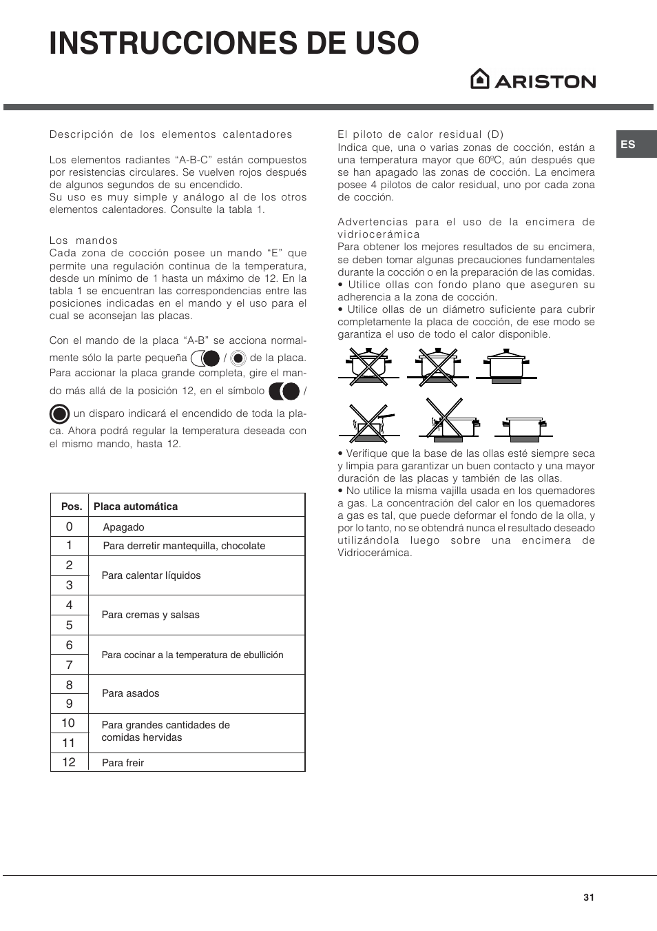 الشاهد قروي دلك  Instrucciones de uso | Hotpoint Ariston CP9VP6 DE HA User Manual | Page 31  / 48 | Original mode
