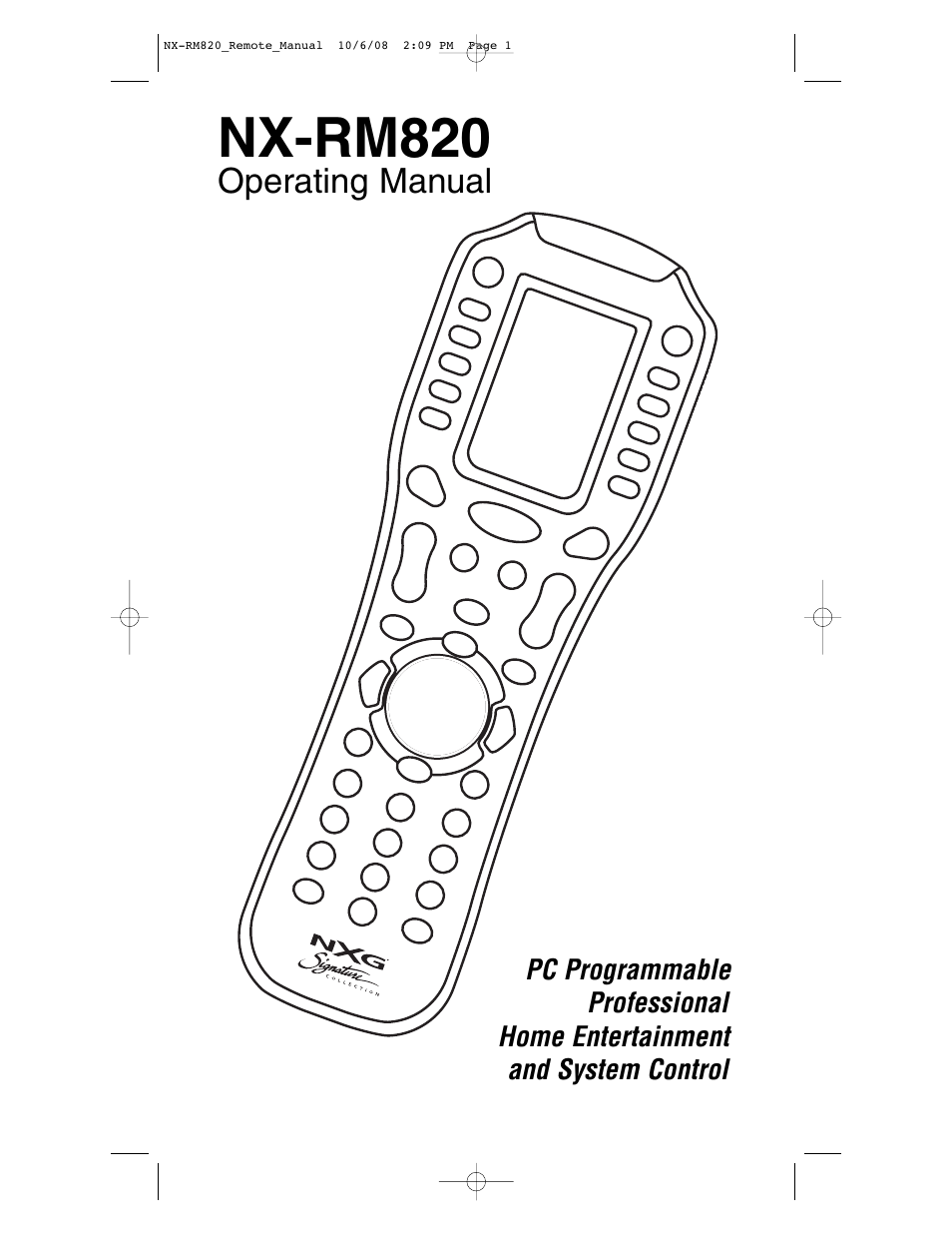 NXG Technology NX-RM820 User Manual | 18 pages