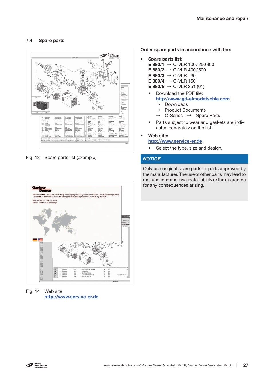 Elmo Rietschle C-VLR 250/300/400/500 User Manual | Page 27 / 34