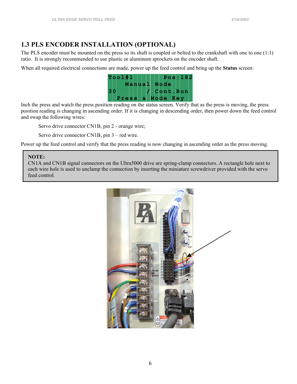 3 pls encoder installation (optional) | PA Industries Edge Servo Roll
