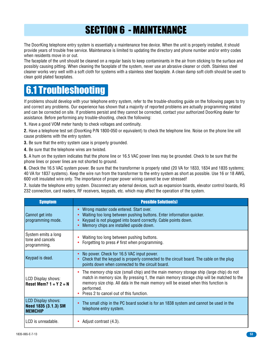 doorking troubleshooting