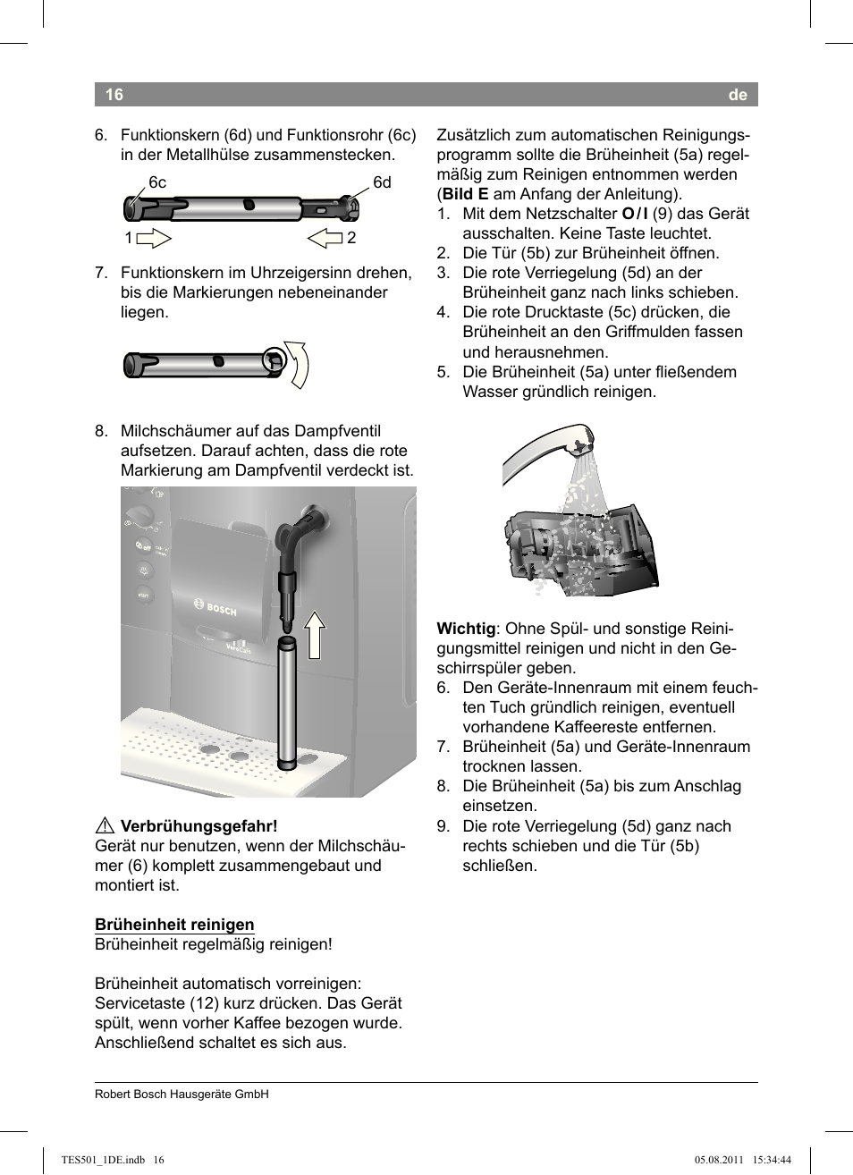 Bosch TES50159DE VeroCafe Kaffeevollautomat schwarz User Manual | Page ...