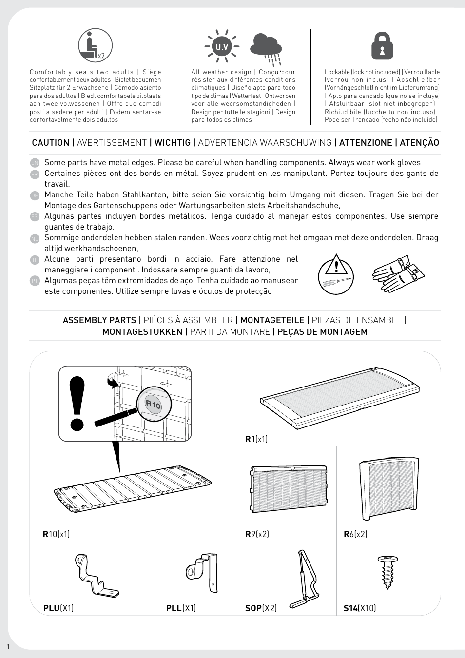 briefpapier Hervat zegevierend 1) r 9, 1) r 10, R 10 r 9 r 6 | Keter Borneo Storage Box User Manual | Page  2 / 8
