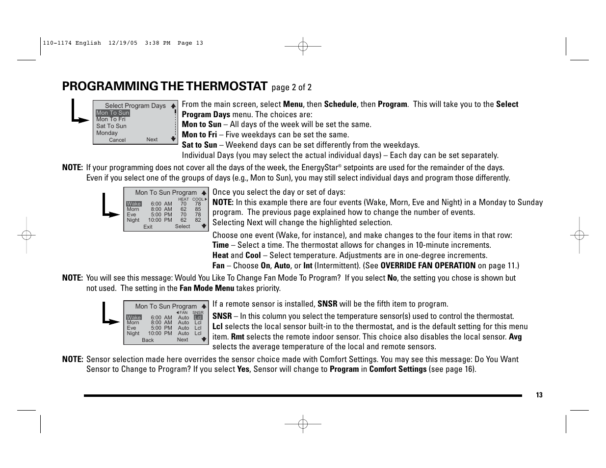 Programming the thermostat, Page 2 of 2 | Robertshaw 9725i2 USERS