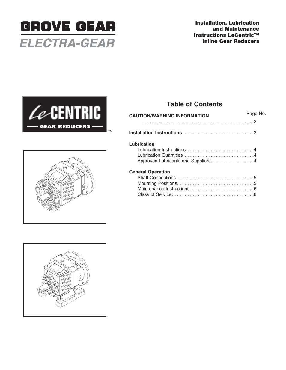 Grove Gear Helical-Inline Aluminum (P Series) User Manual | 6 pages