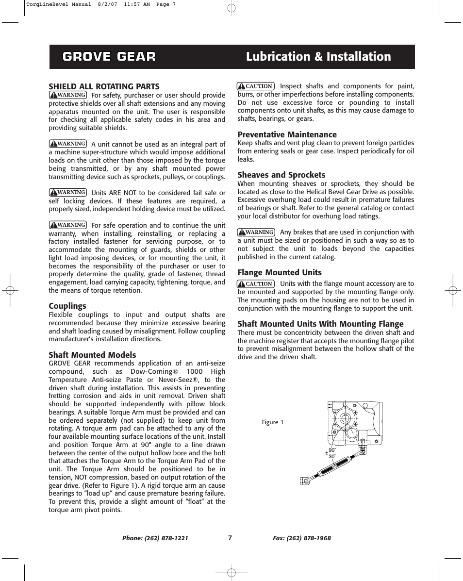 Lubrication & installation | Grove Gear Helical-Bevel Cast Iron (K Series) User Manual | Page 7 / 8
