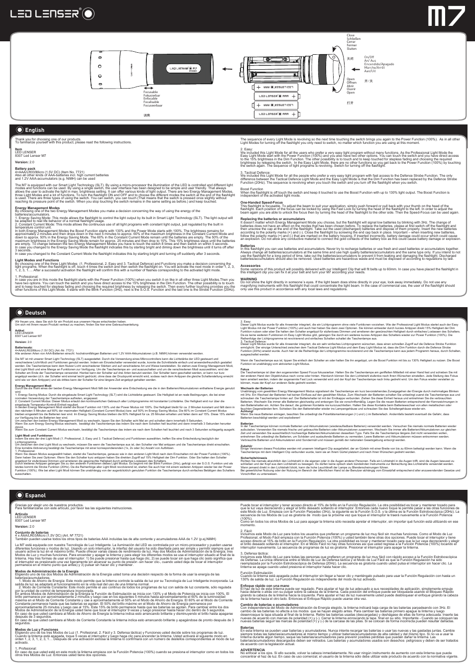 LED LENSER M7 User Manual | 1 page | Original mode