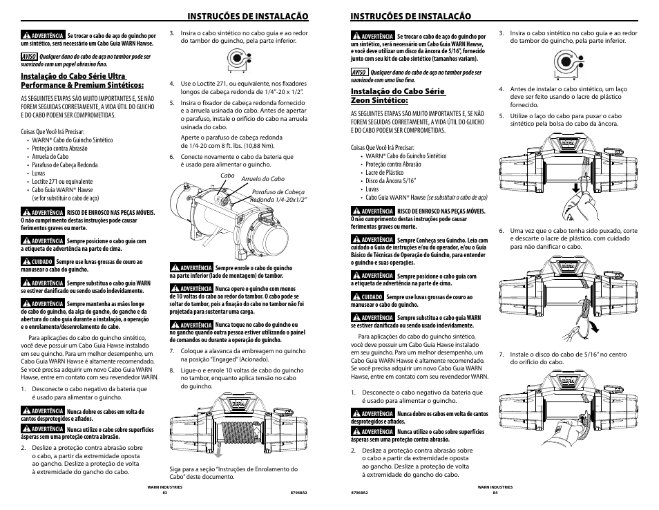 Instrucoes De Instalacao Warn Zeon 8 S Synthetic Rope User Manual Page 42 50 Original Mode