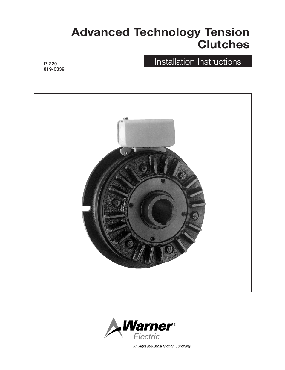 Warner Electric Advanced Technology Tension Clutches User Manual | 20 ...
