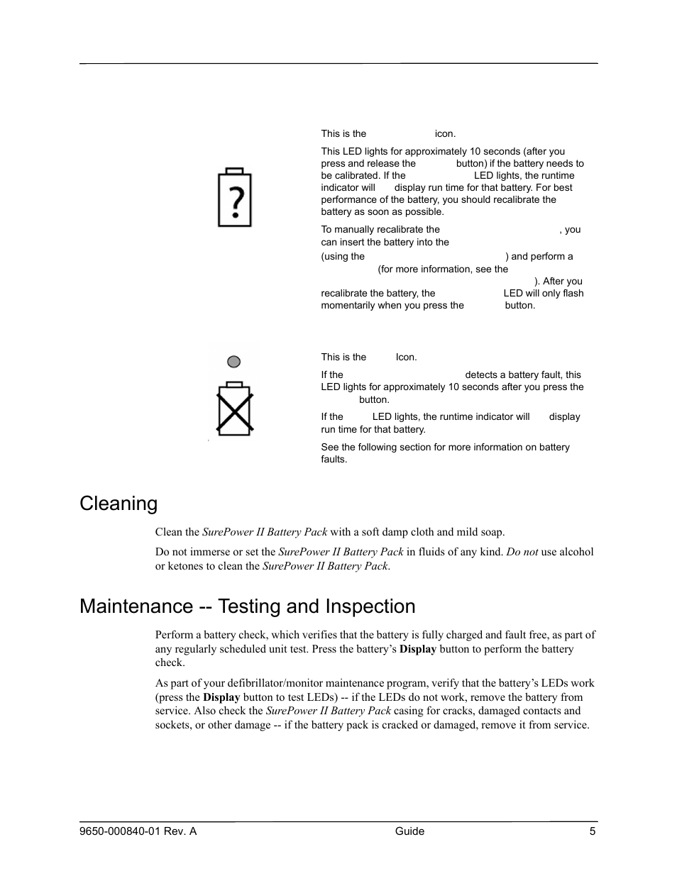 Cleaning, Maintenance -- testing and inspection | ZOLL X Series Monitor Defibrillator Rev A User Manual | Page 7 / 10