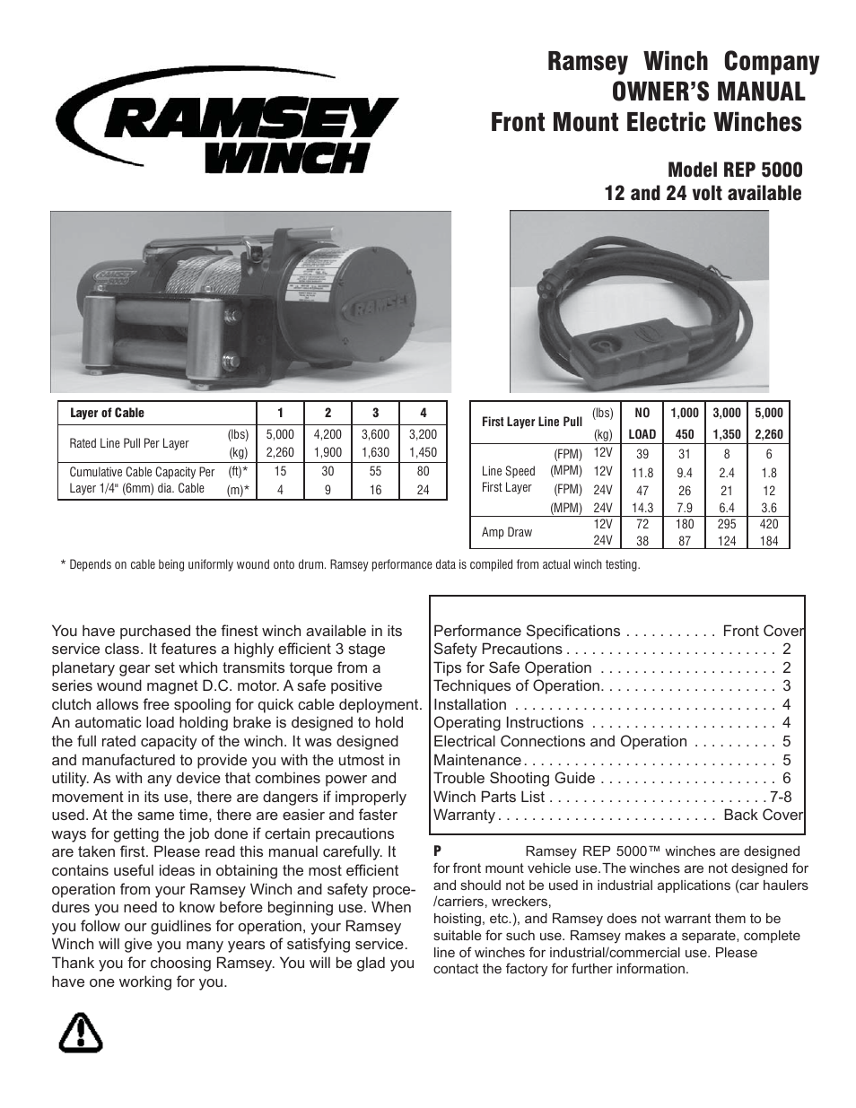 Ramsey Winch REP-5000 (SERIES WOUND MOTOR) User Manual | 10 pages