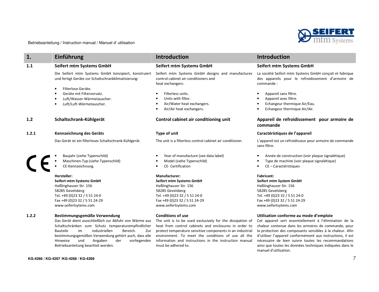 Einfuhrung Introduction Introduction Seifert Filterless Control