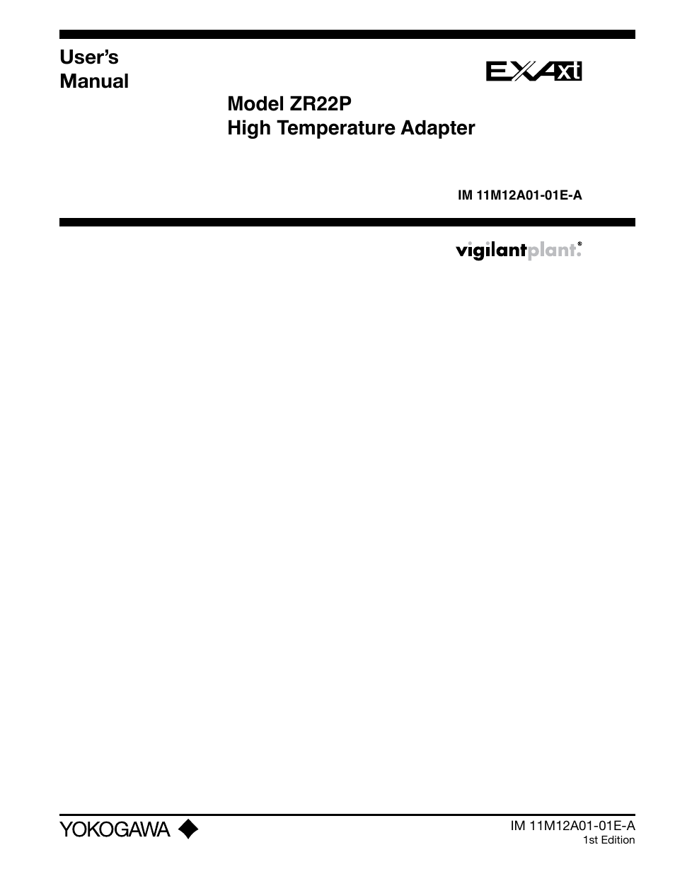 Yokogawa Single Channel Oxygen Analyzer System ZR22/ZR402 User Manual | 34 pages