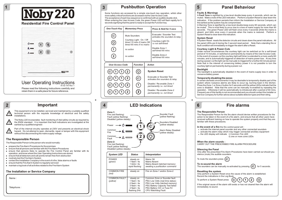 Noby UK Noby-220 2-Zone User Manual | 1 page