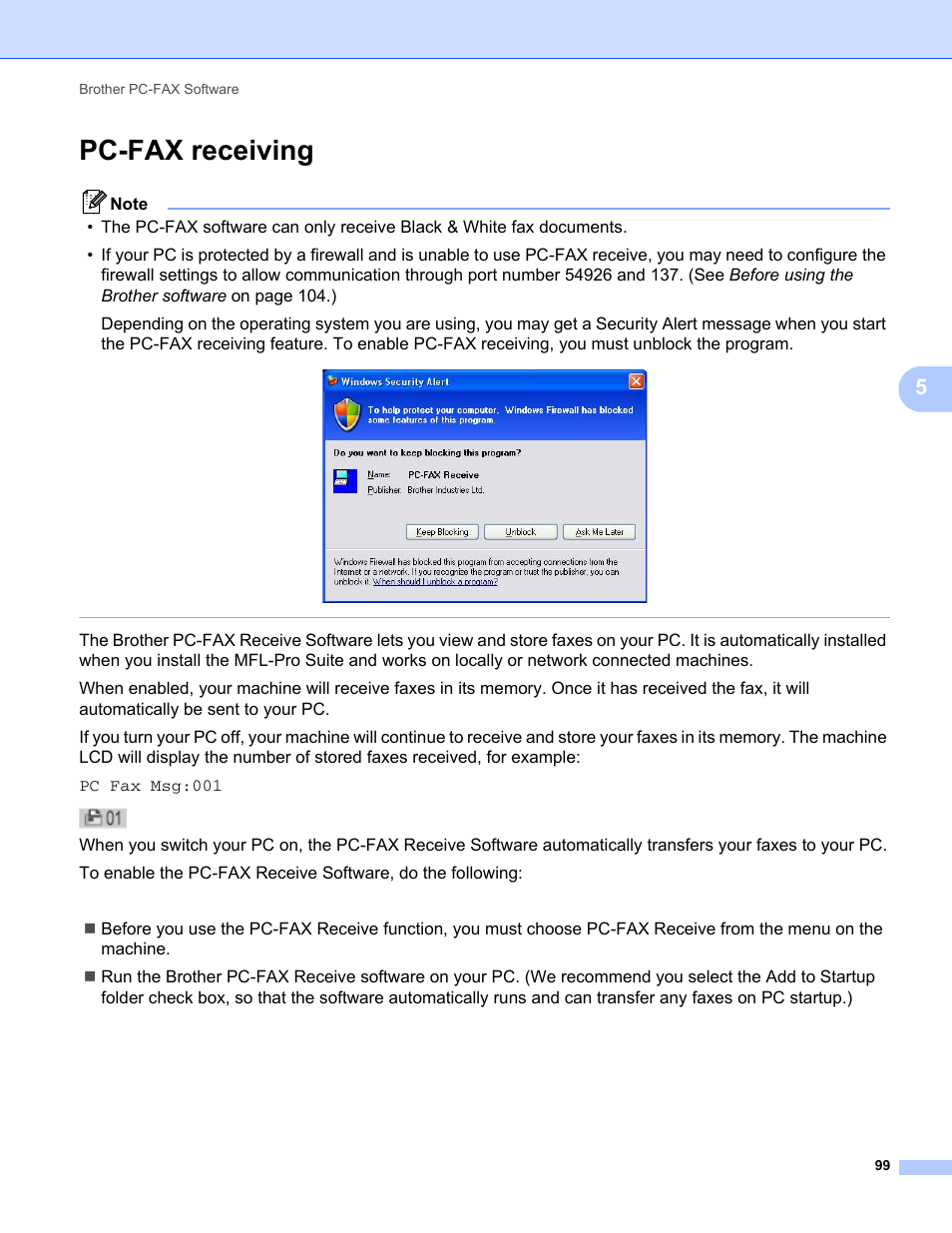 Pc Fax Receiving Brother Mfc 9325cw User Manual Page 107 221