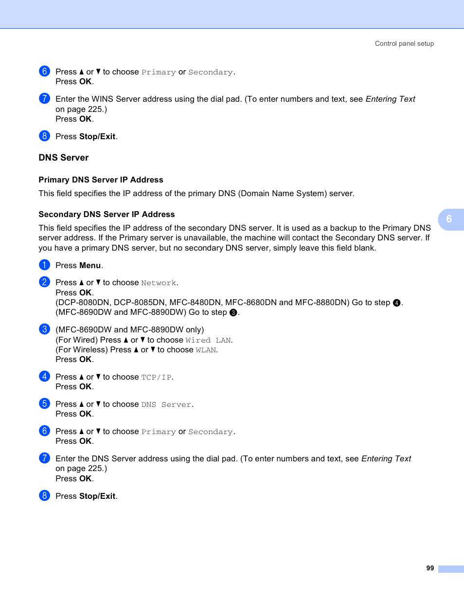 Dns Server Brother Mfc 8480dn User Manual Page 110 249 Original Mode