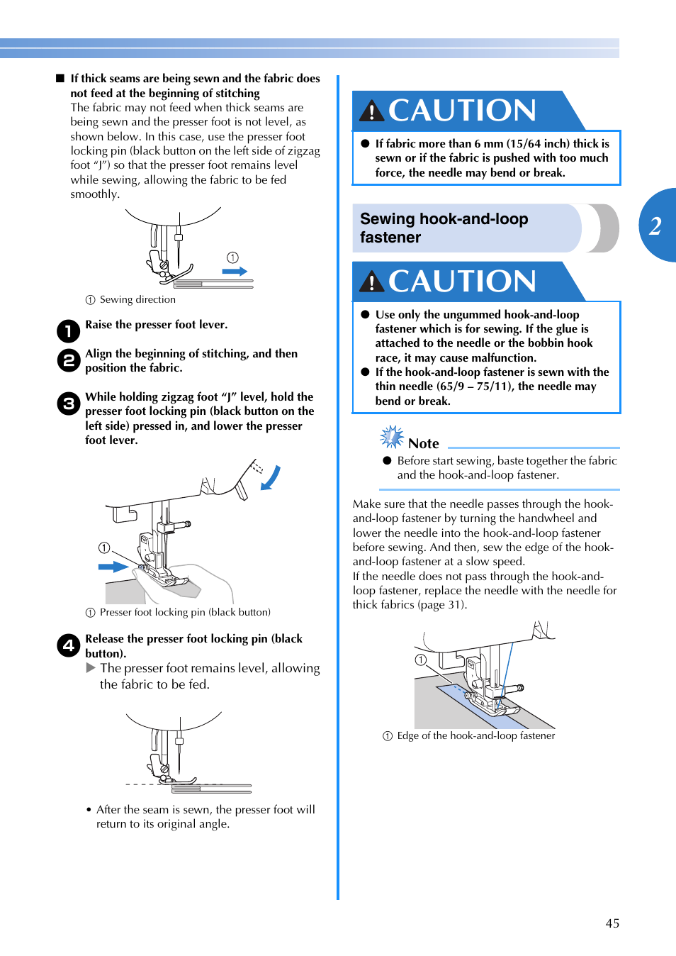 hook and loop fastener sewing