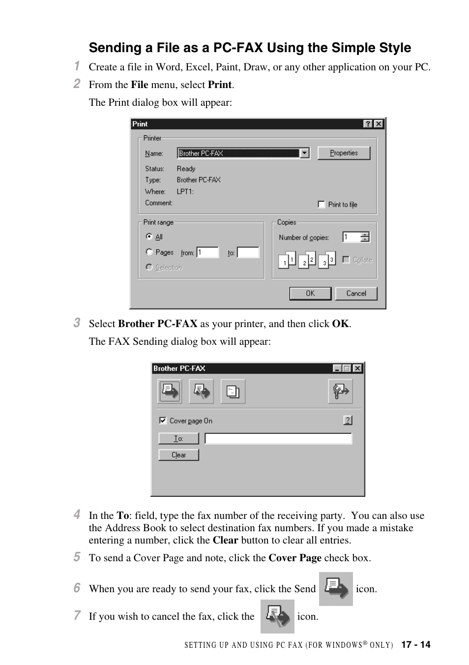 Sending A File As A Pc Fax Using The Simple Style Brother Mfc 8500 User Manual Page 171 234