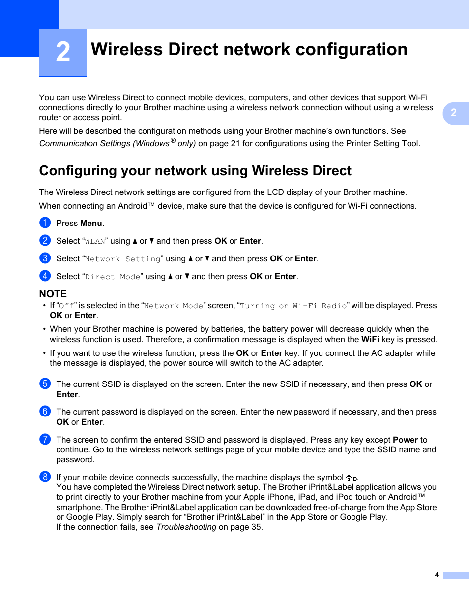 brother wifi direct android