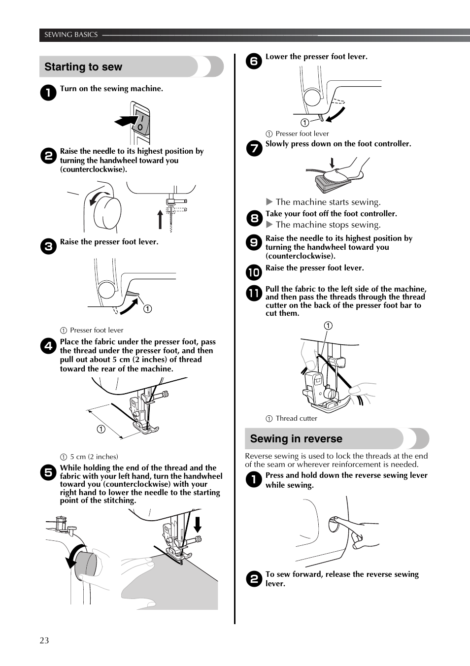 Starting To Sew Sewing In Reverse Brother Ls2350 User Manual Page 24 96