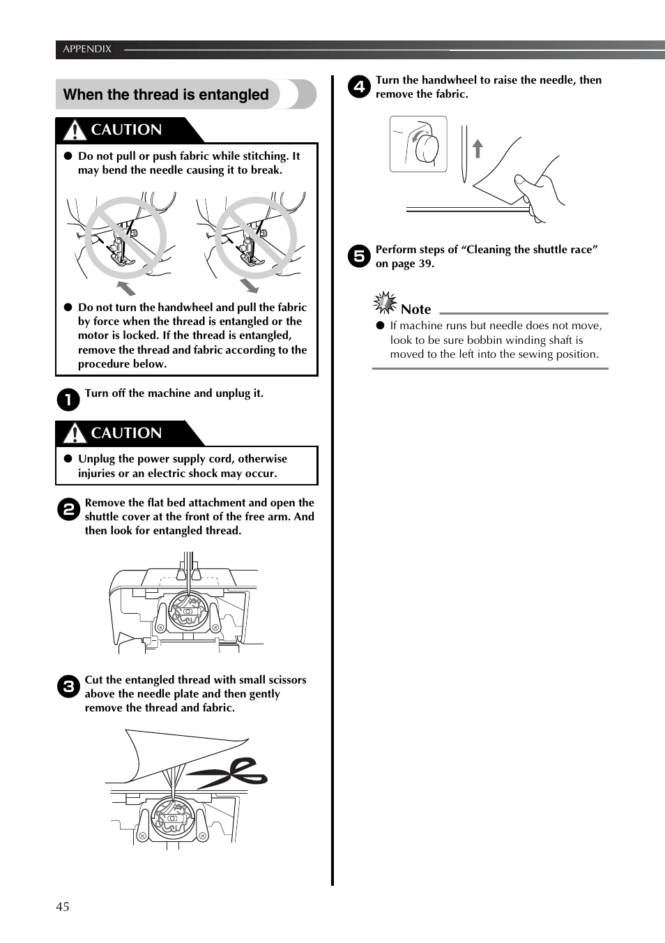 When The Thread Is Entangled Caution Brother Lx2375 User Manual Page 46 96 Original Mode