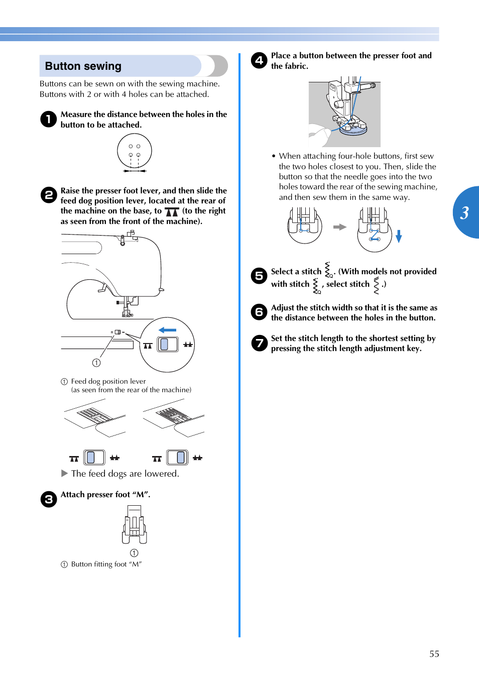 Button Sewing Brother Xr1355 User Manual Page 57 112