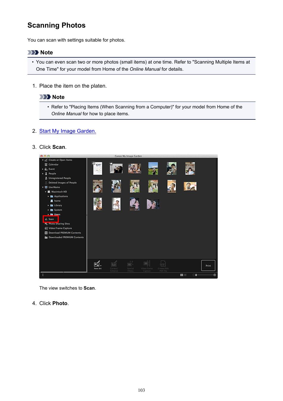 Scanning photos | Canon PIXMA MX395 User Manual | Page 103 / 300