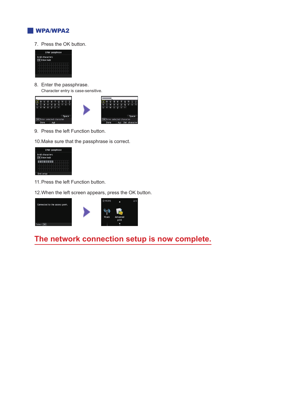 The network connection setup is now complete | Canon PIXMA MG5550 User