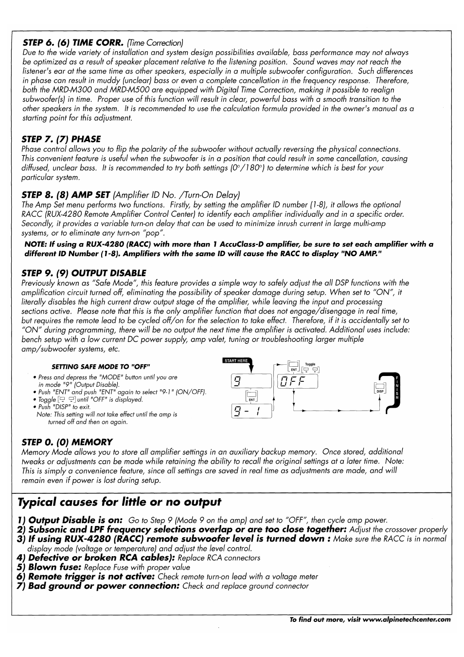 Time correction, Phase, Amp set | Alpine MRD-M1000 User Manual | Page